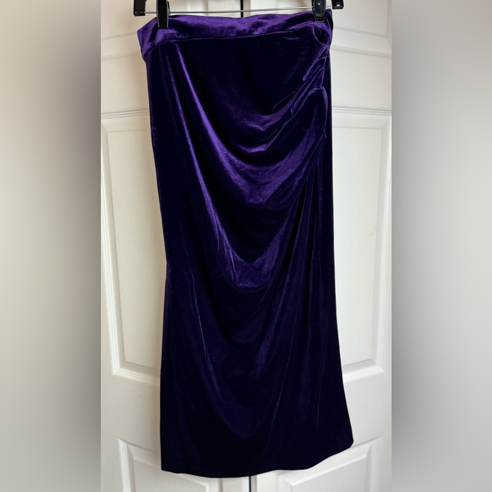 Royal Purple Velvet Midi Skirt